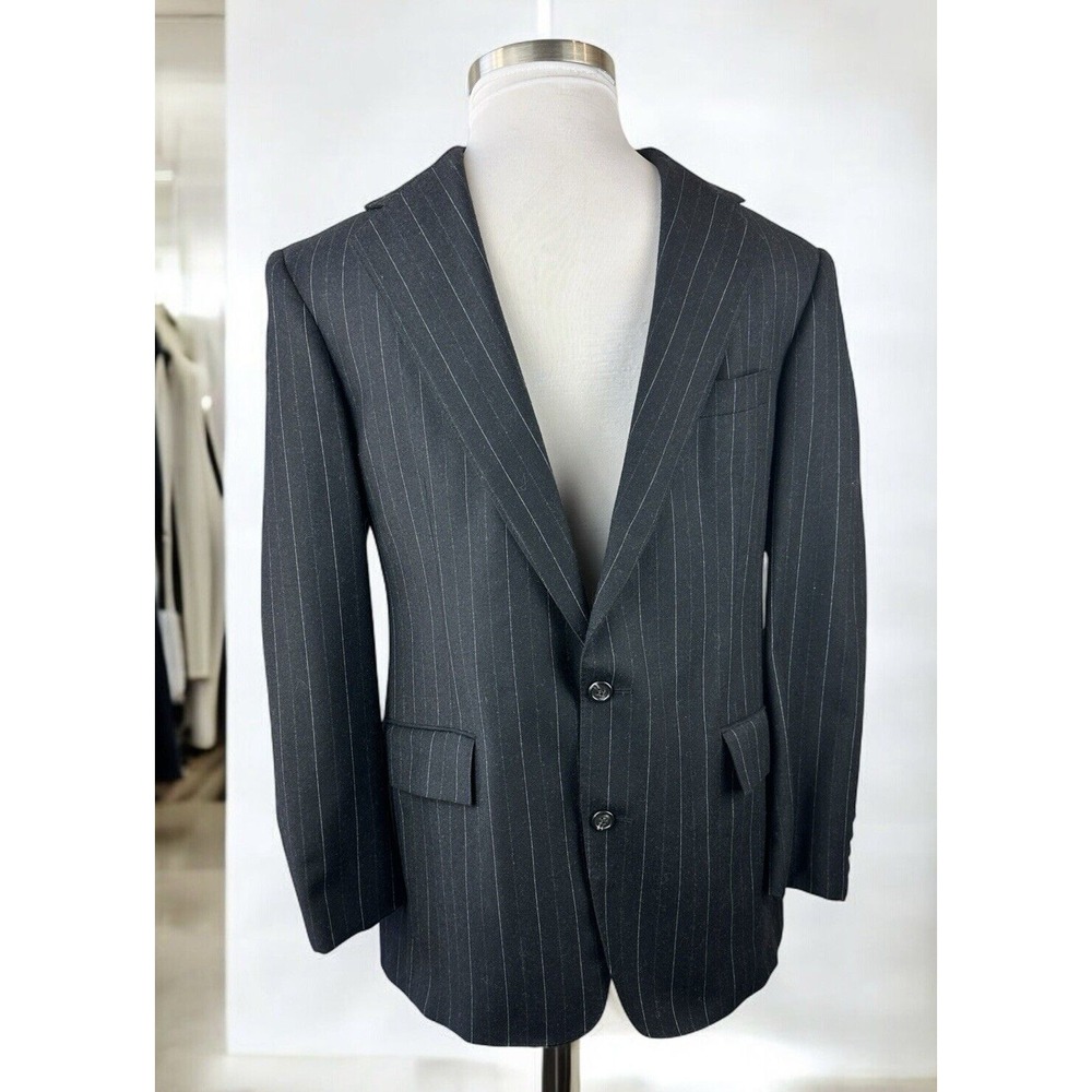 Polo Ralph Lauren Wool Cashmere Pinstriped Blazer Suit Jacket Men Size 40 Luxury - Picture 2 of 16